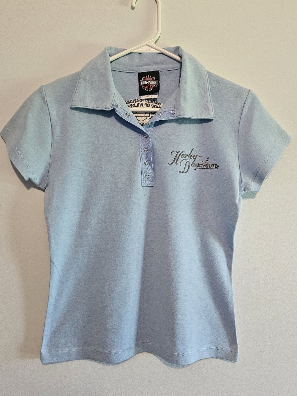Harley-Davidson Light Blue Girls' Polo with Embroidered Script